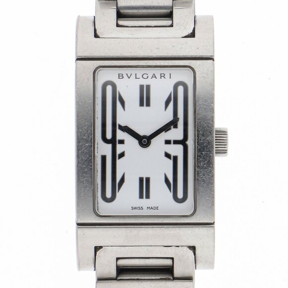 WATCH BVLGARI RT39S Rettangoro white SS QZ - Picture 1 of 7